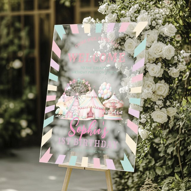 Panneau En Acrylique Girly Pastel Carnival Anniversaire de enfant de ci (Créateur téléchargé)