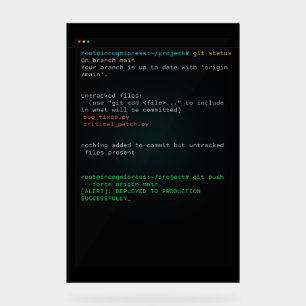 Panneau En Acrylique Git Push Force Main - Terminal de développeur