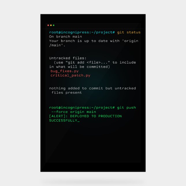 Panneau En Acrylique Git Push Force Main - Terminal de développeur (Recto)