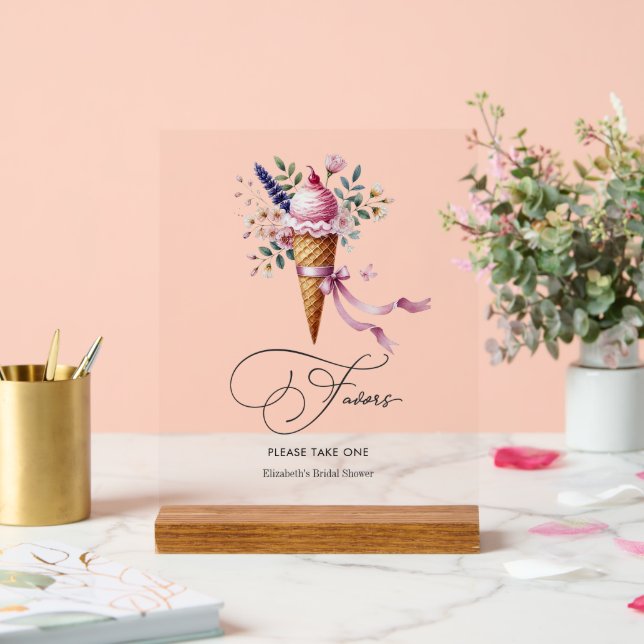 Panneau En Acrylique Glace Crème Cône Baby Shower Mariage (Mariage)