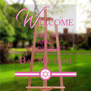 Panneau En Acrylique Glam Pink Modern Chic Bat mitzvah Bienvenue