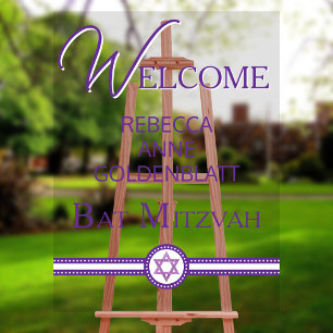 Panneau En Acrylique Glam Purple Modern Chic Bat mitzvah Bienvenue
