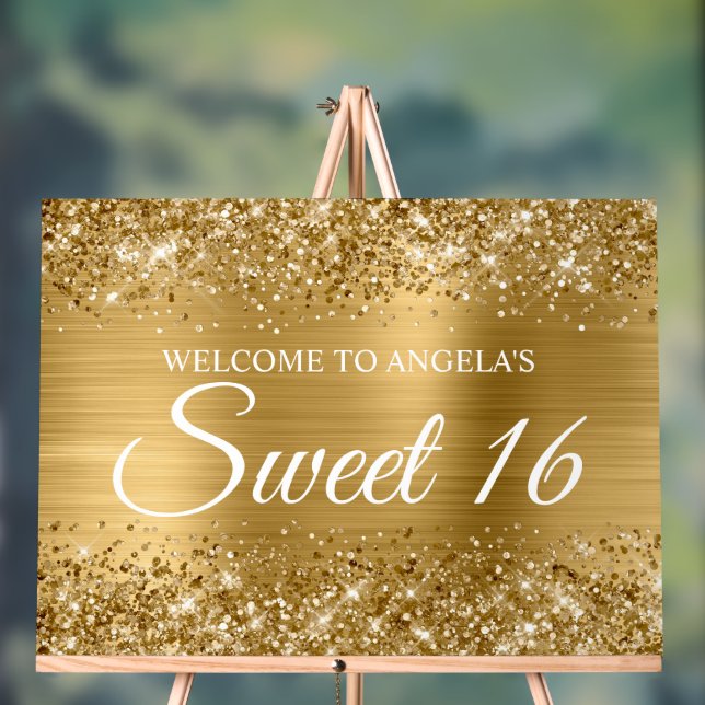 Panneau En Acrylique Glitterie Gold Foil Sweet 16 (Neutre)