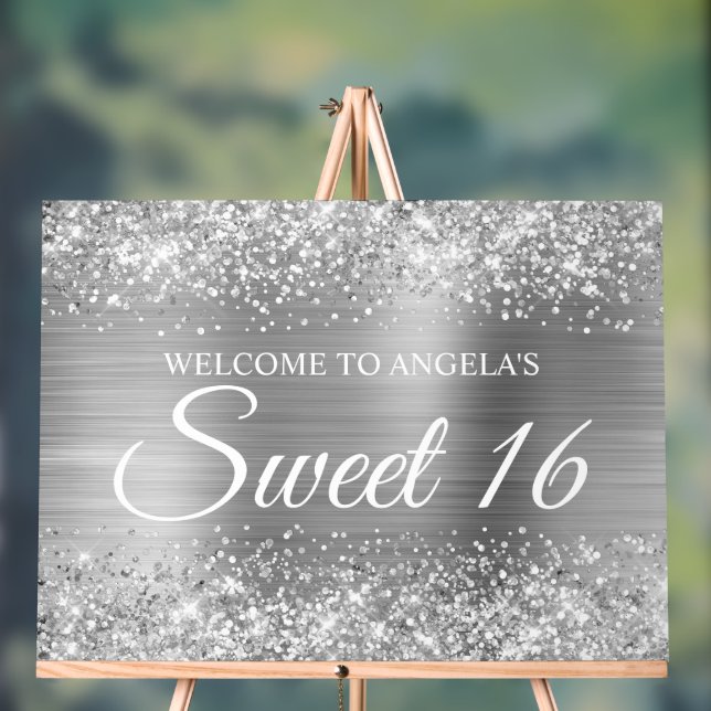 Panneau En Acrylique Glitterie Silver Foil Sweet 16 (Neutre)
