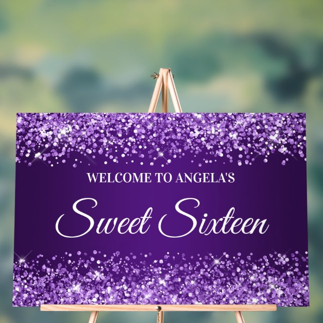Panneau En Acrylique Glitterie Sweet sixteen royal pourpre (Neutre)