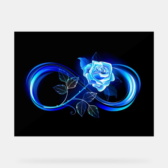 Panneau En Acrylique Glowing infinity with blue rose (Recto)