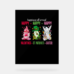 Panneau En Acrylique Gnome Happy Valentine St Patrick Bonheur de Pâques