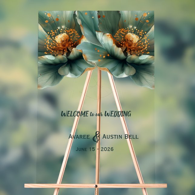 Panneau En Acrylique Gold and Emerald Green Poppy Acrylic Sign (Neutre)