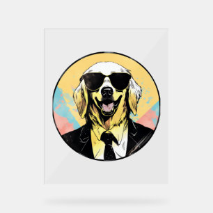 Panneau En Acrylique Golden Retriever Chien d'affaires