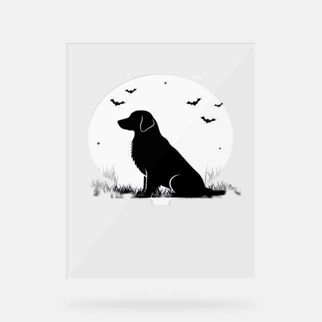 Panneau En Acrylique Golden Retriever Chien - Halloween Moon Silhouette (Recto)