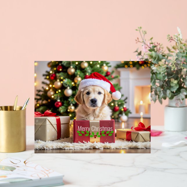 Panneau En Acrylique Golden Retriever Christmas (Mariage)