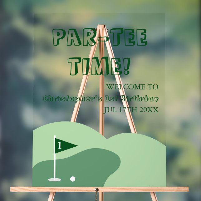 Panneau En Acrylique Golf Boy 1er Anniversaire (Neutre)