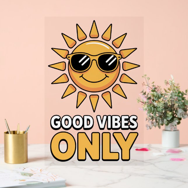 Panneau En Acrylique Good Vibes Only Poster (Mariage)