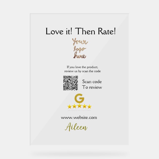 Panneau En Acrylique Google évaluez-nous avis commande achat entreprise (Recto)