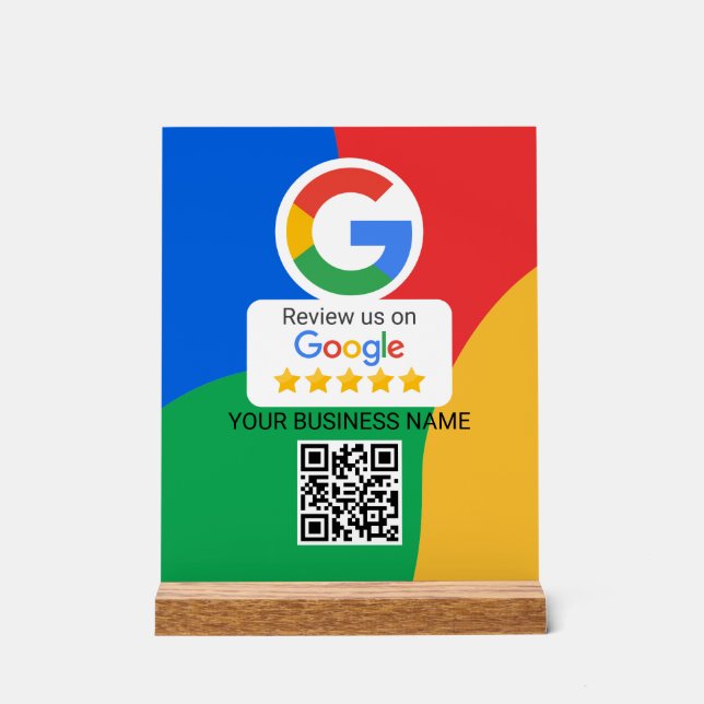 Panneau En Acrylique Google Review QR Code Colorful Business (Recto)