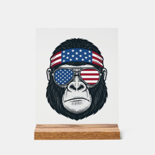 Panneau En Acrylique Gorille Patriotique Gravure Vintage Vector de Visa