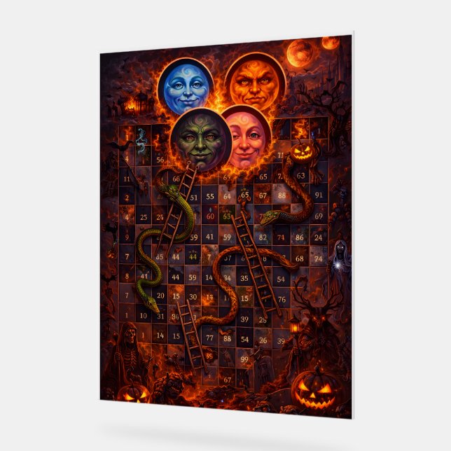 Panneau En Acrylique Gothic Halloween snakes and ladders mystical wall  (Angle)