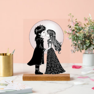 Panneau En Acrylique Gothique Emo Enfants Kiss Valentine's Day