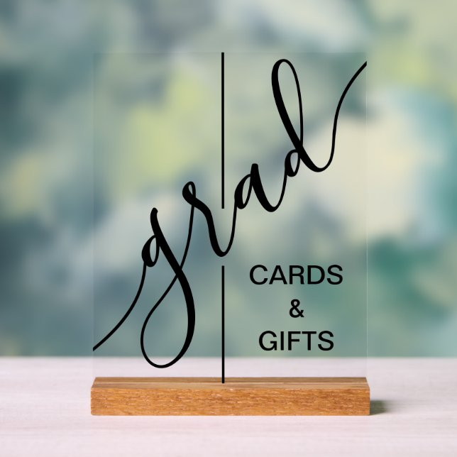 Panneau En Acrylique Grad Script tendance Cartes et cadeaux (Neutre)