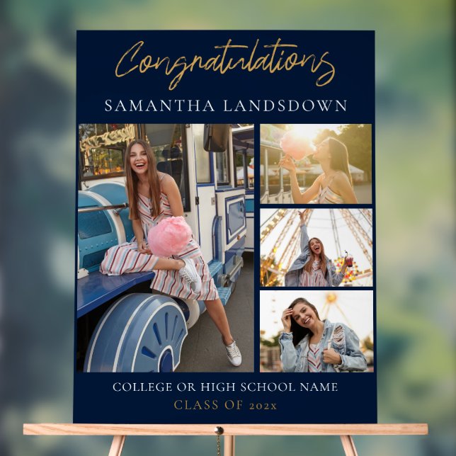 Panneau En Acrylique Graduation 2024 Photo Collage (Neutre)
