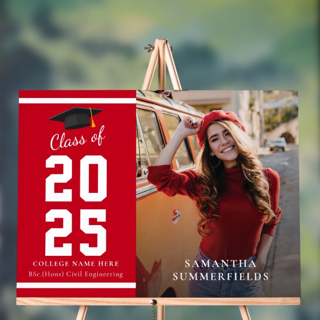 Panneau En Acrylique Graduation Party 2025 Photo Grad (Neutre)