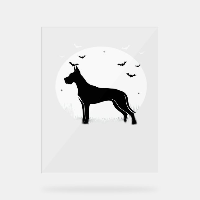 Panneau En Acrylique Grand Chien Danois - Halloween Lune Silhouette Cla (Recto)