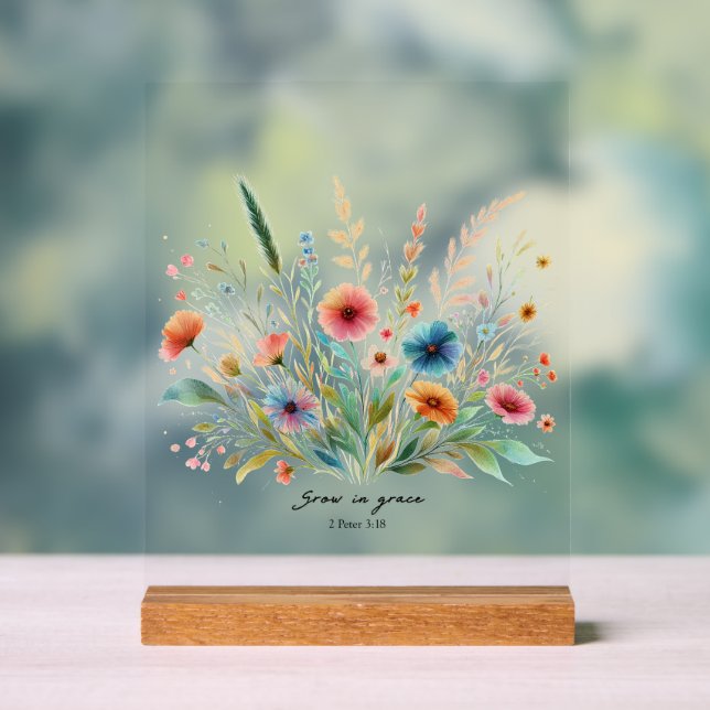 Panneau En Acrylique Grandir dans la grâce florale (Neutre)