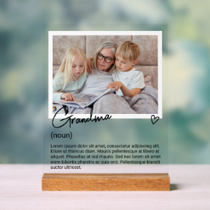 Panneau En Acrylique Grandma Photo et Noun Description personnalisée