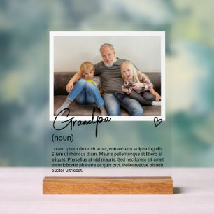 Panneau En Acrylique Grandpa Photo et Noun Description personnalisée