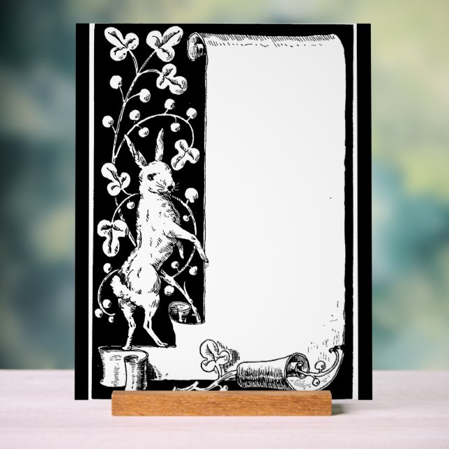 Panneau En Acrylique Graphic art lapin et scroll acrylique signe (Neutre)