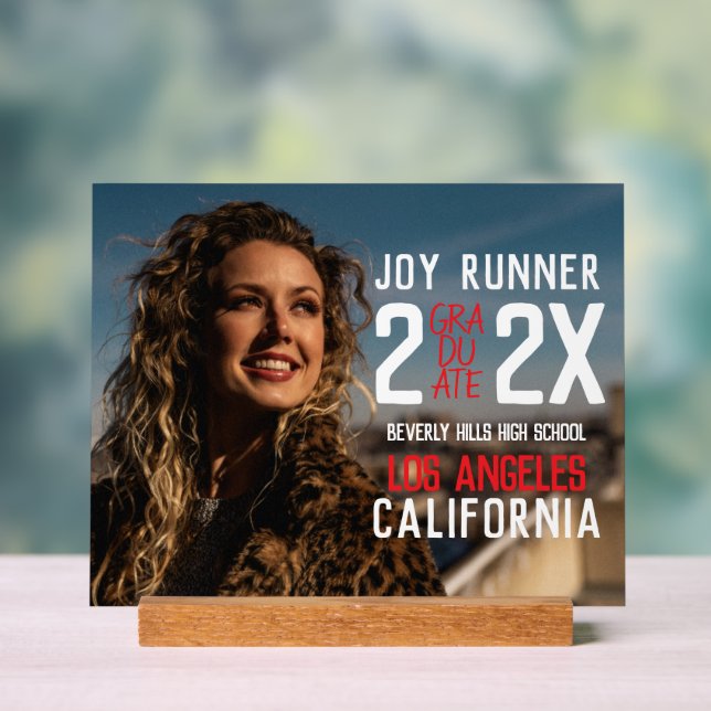 Panneau En Acrylique Gras Moderne Photo Lycée Graduation (Neutre)