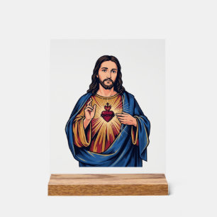 Panneau En Acrylique Gravure Vintage Cœur Sacré Vecteur Religieux De