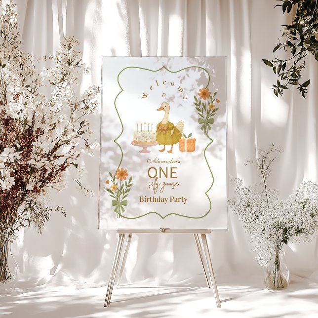 Panneau En Acrylique  Green Gingham Silly Goose 1st Birthday (Créateur téléchargé)