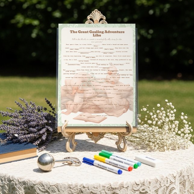 Panneau En Acrylique Green Goose Libs Baby Shower Group game (Green Goose Libs Baby Shower Group game Acrylic Sign)