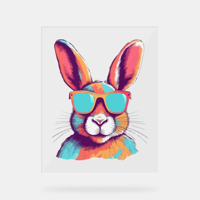 Panneau En Acrylique Greg le lapin avec des lunettes (Recto)