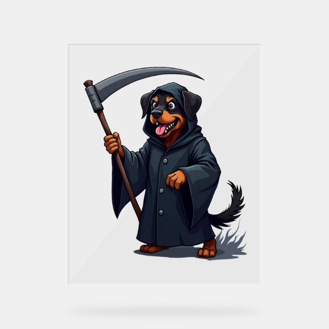 Panneau En Acrylique Grimper Reaper Rottweiler Chien (Recto)
