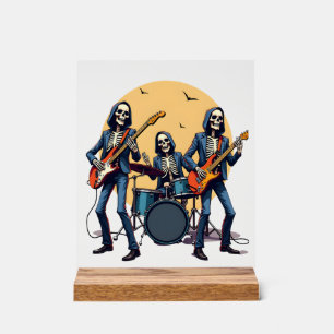 Panneau En Acrylique Groupe de rock squelette - Chemise drôle d'Hallowe