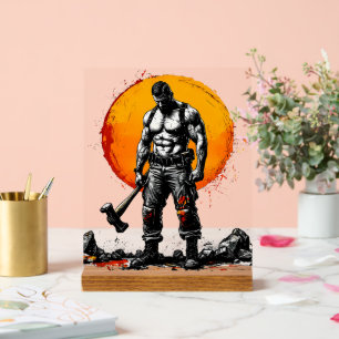Panneau En Acrylique guerrier barbare médiéval imaginaire hummer force
