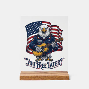Panneau En Acrylique Guitare Aigle Patriotique Vintage
