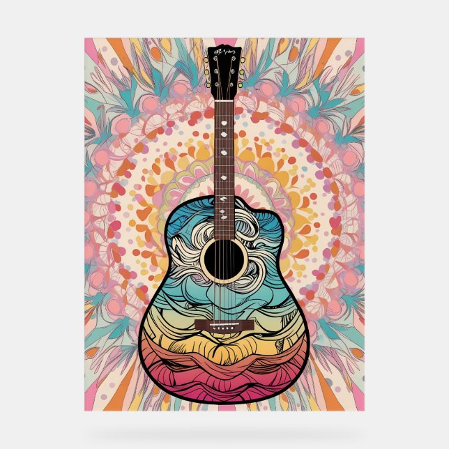 Panneau En Acrylique Guitare boho (Recto)