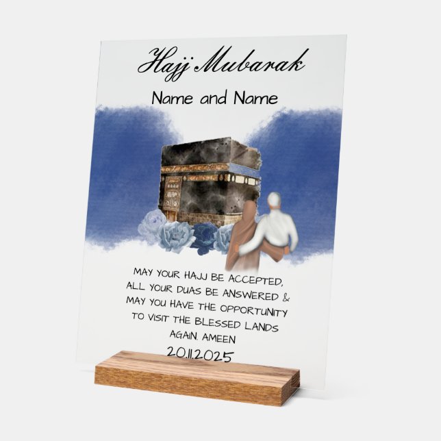 Panneau En Acrylique Hajj Mubarak acrylique (Angle)