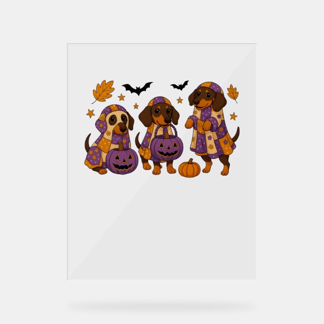 Panneau En Acrylique Halloween Dachshund Chien Ghost (Recto)
