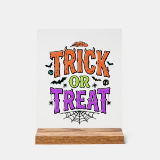 Panneau En Acrylique Halloween Farce Traitement Drôle Toile d'Araignée