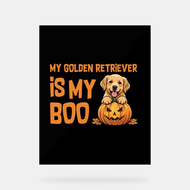 Panneau En Acrylique Halloween Golden Retriever (Recto)