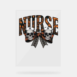 Panneau En Acrylique Halloween Infirmière Scary Coquette Bow Classic T-