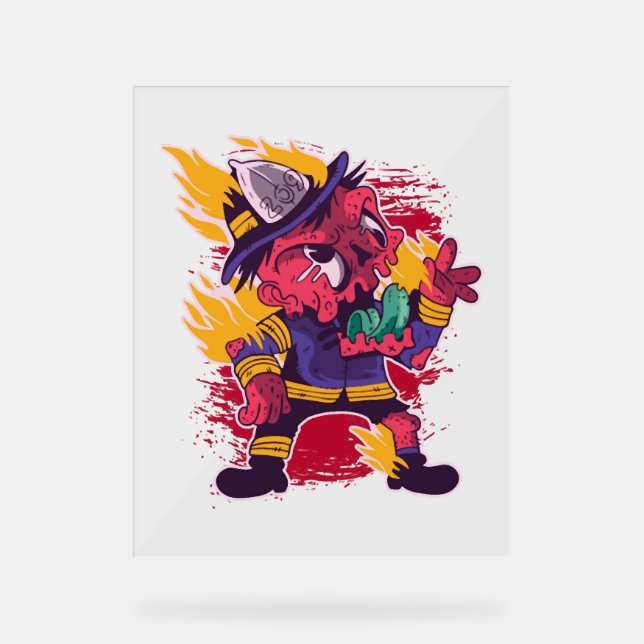 Panneau En Acrylique Halloween Joyeux Costume de pompier Halloween (Recto)