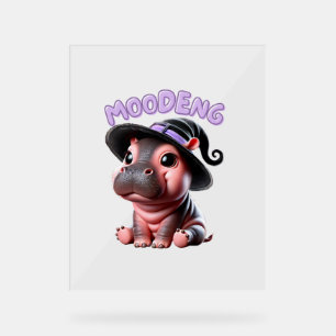 Panneau En Acrylique Halloween Sorcière Moo-Deng Hippo Bébé mou Pygmée 