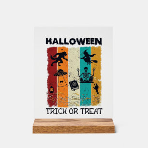 Panneau En Acrylique Halloween Trick Or Treat Loup-Garou Sorcière Squel