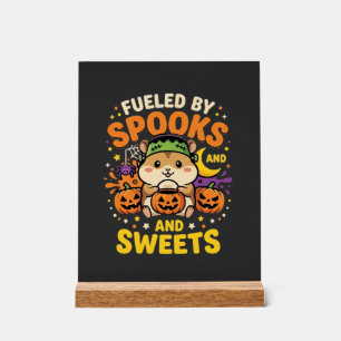 Panneau En Acrylique Hamster d'Halloween Alimenté par les Fantômes et l
