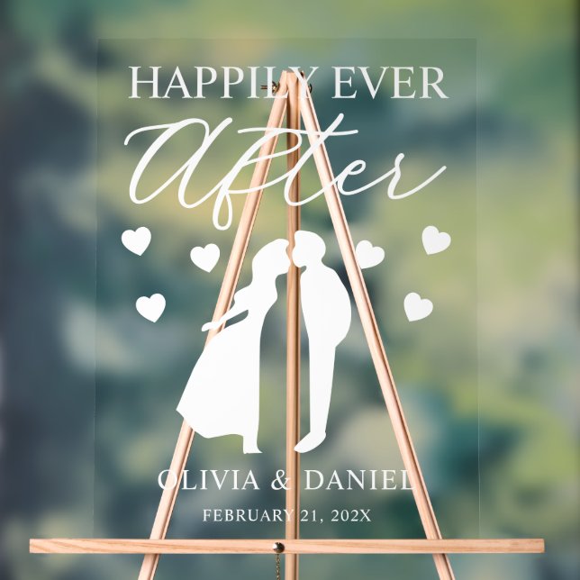 Panneau En Acrylique Happily Ever After Personalized Wedding (Neutre)